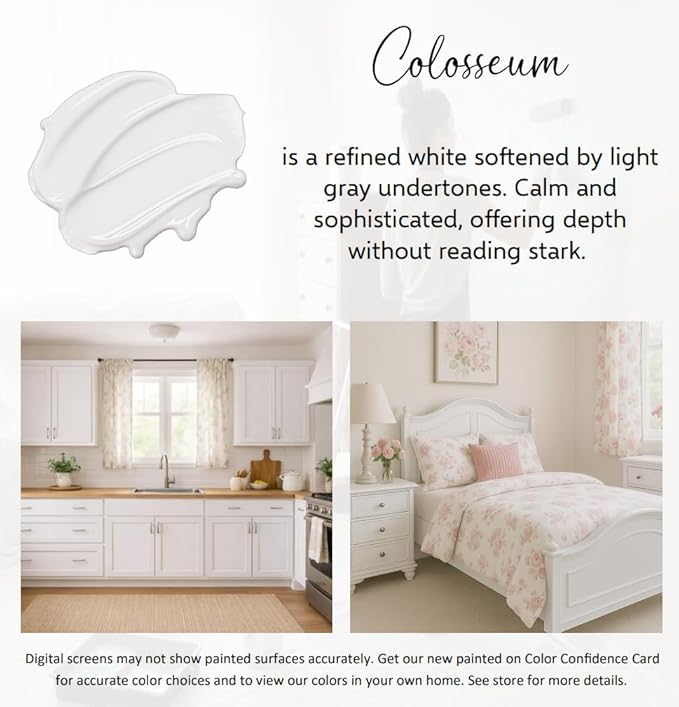 ALL-IN-ONE Paint by Heirloom Traditions, Colosseum (White with Soft Gray Undertones), Quart - Durable cabinet and furniture paint. Built in primer and top coat, no sanding needed. Includes our 30