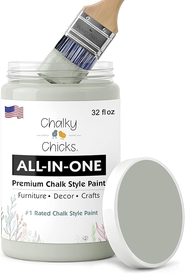 Chalky Chicks 32 Fl Oz Matte Normandy (Light Gray) Chalk Paint for Furniture Without Sanding - No Prep Furniture Paint No Sanding All in One for Crafts, Walls, Cabinet, Metal, Dresser, Farmhouse