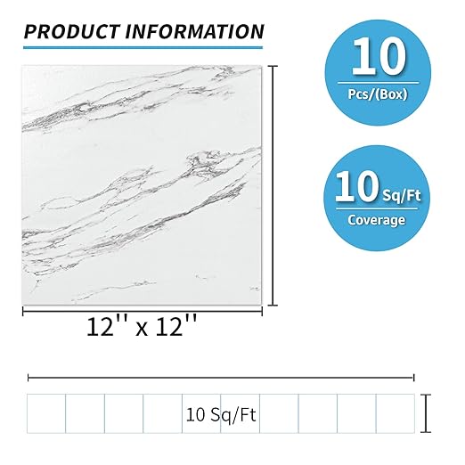 Art3d Peel and Stick Floor Tile, 10-Pack 12 x 12in. Covers 10 Sq.ft, Waterproof Vinyl Flooring Tiles Self Adhesive for Kitchen, Bathroom & Bedroom - Gray Marble