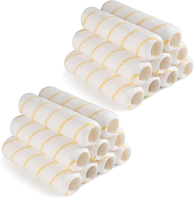 Paint Roller Covers, 18 Pack, 9 Inch Microfiber Paint Roller, 3/8" Nap Covers for Paint Roller Frame, Rollers for Painting, Paint Supplies for Painting Walls