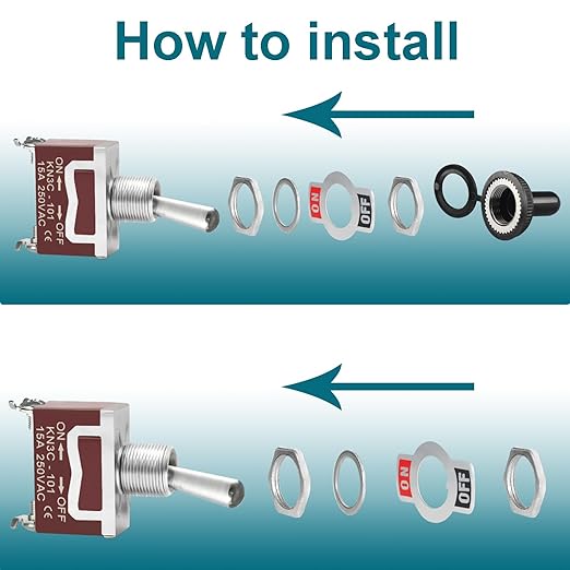 Toggle Switch 12v DC 30A, 5Pack 2Pin SPST ON Off Switch with Waterproof Boot Cap Cover for Auto Car Marine Boat.