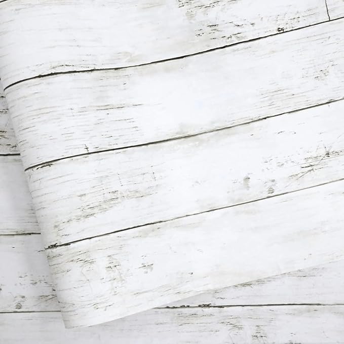 Shiplap Peel and Stick Wallpaper, Contact Paper for Classroom Home Decor | 17.7"x1004" Removable Self-Adhesive White Wood Plank Film, Farmhouse Decor for Bulletin Board Desk Cabinet & Home Renovation