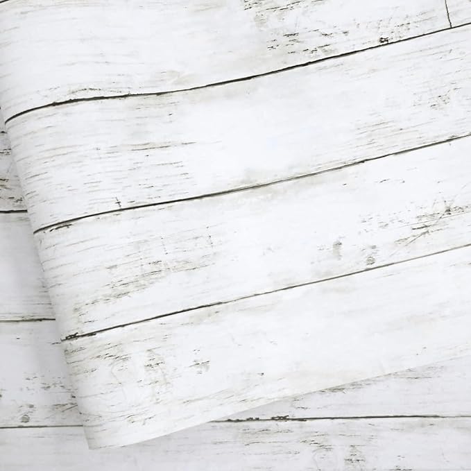 Shiplap Peel and Stick Wallpaper, Contact Paper for Classroom Home Decor | 35.4"x196" Removable Self-Adhesive White Wood Plank Film, Farmhouse Decor for Bulletin Board Desk Cabinet & Home Renovation