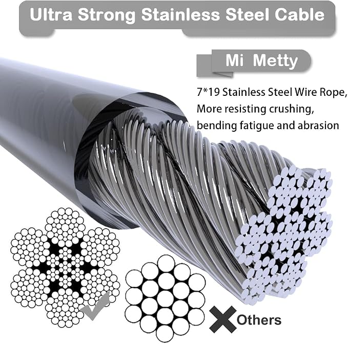 Tie Out Cable for Dogs,10/20/30/50/100FT Dog Leads for Yard Chew Proof,Heavy Duty Tie Out Cable for Large Dogs Up to 125lbs,Dog Runner Tether (Transparent Black, 125Ibs 20ft)