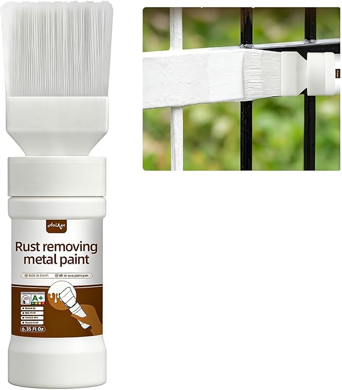 6.35 Fl Oz White 2-in-1 Rust Inhibitor & Touch Up Paint, UV Resistant Coating for Metal & Automotive Chassis