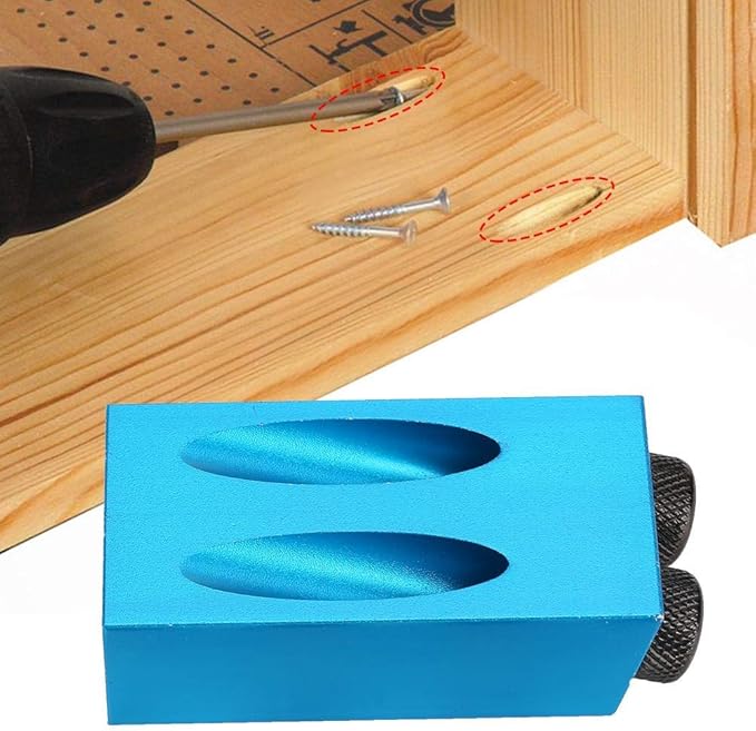 Pocket Hole Jig Kit, 15 Degree Woodwork Oblique Hole Positioner 6/8/10mm for Woodworking Angle Drilling Holes, Angle Carpentry Locator Jig