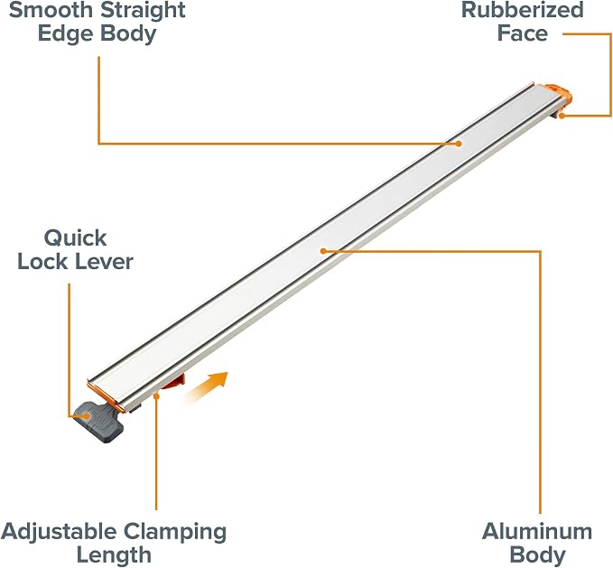 BORA 36" NGX Circular Saw Guide | Precision Cutting Guide for Circular Saw | Straight Edge Track Saw Guide Rail with Quick Lock Lever 544036