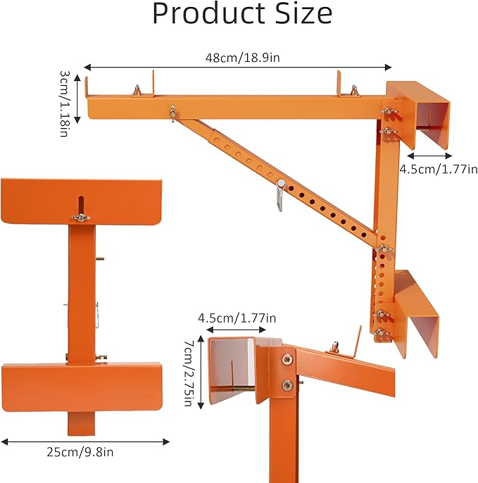 2 Pack Adjustable Ladder Jacks for Scaffolding Platform, Heavy Duty Steel Ladder Jacks Scaffold Bracket, Two-Rung Short Body Extension Ladder Jack for Roofing Painting