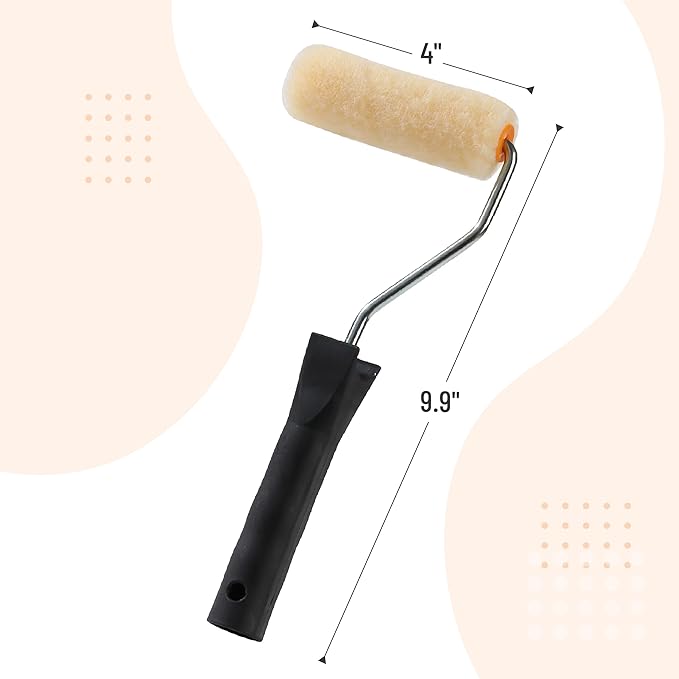 Bates- Paint Rollers, 4 inch Paint Roller with 10 Covers, Cream, Wall Painting Tool