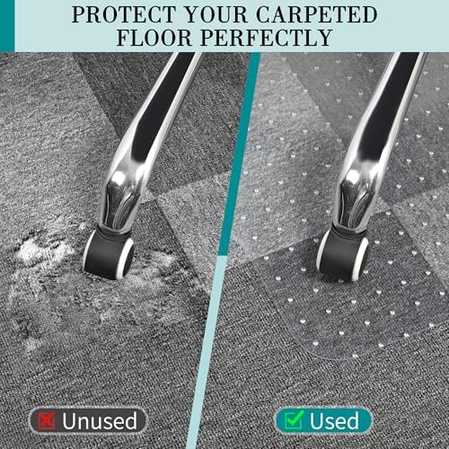BesWin Office Chair Mat for Carpeted Floors, 45'' x 53'', Clear