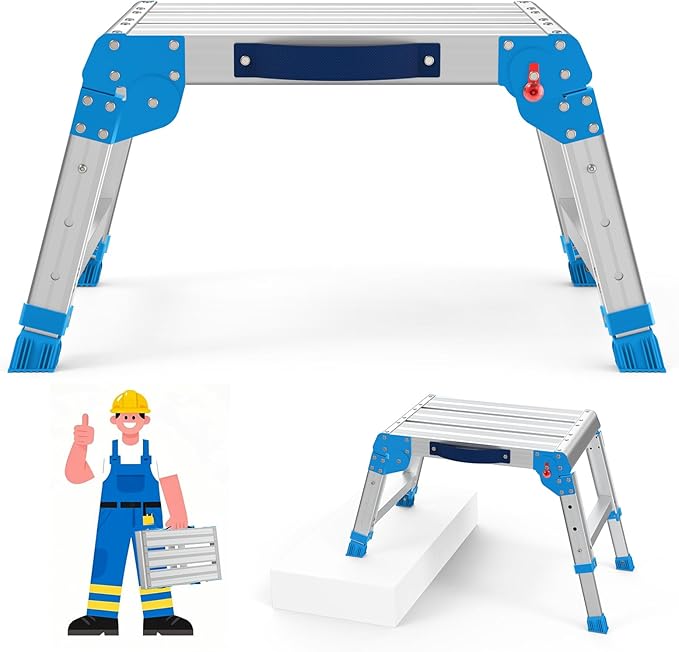 Loyoda Work Platform 600 Lbs, Folding Step Stool with One-Touch Automatic Fold, 3 Height Adjustment Step Platform, Perfect for RV Cleaning, Home Painting and Reaching High Places, Standard