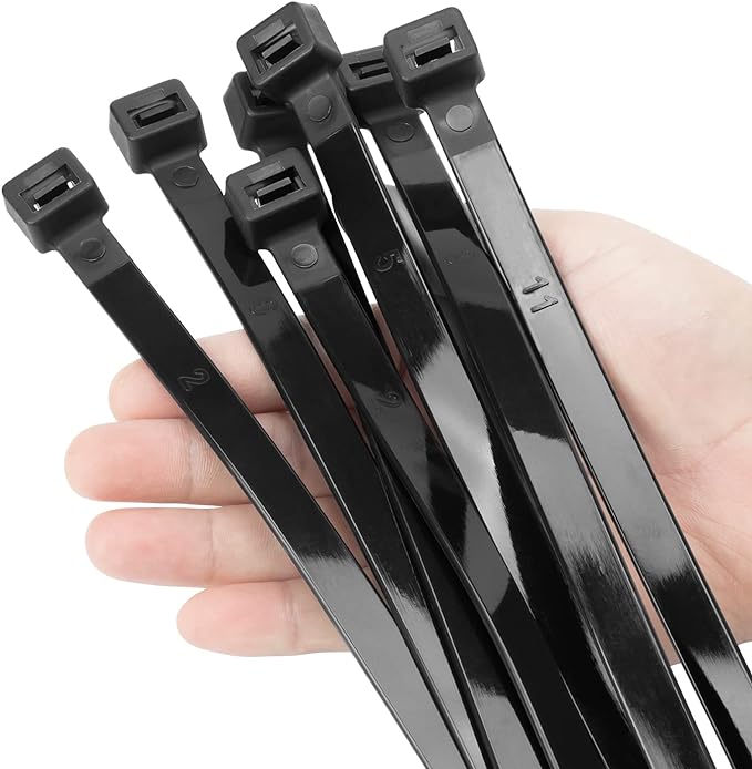 XINGO 12 inch Black Zip Ties Heavy Duty 100 PCS, 200 LBS Ultra Strong Plastic Wire Ties, Large Cable Ties Extra Long Tie Wraps, Indoor and Outdoor UV Resistant