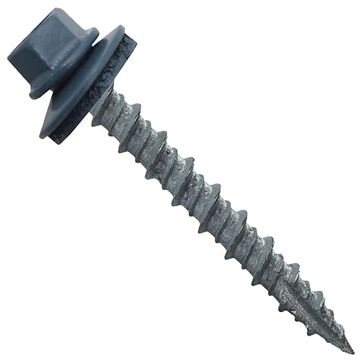 10 x 1-1/2" Ocean Blue Metal Roofing Screws - Hex Washer Head- Self-Starting/Tapping - EPDM Washer. 1 x 250 Count Bag - 250 Screws