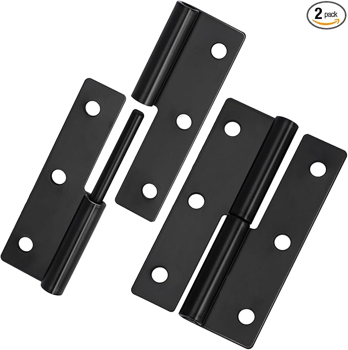 2 PCS Black Lift Off Hinge 2.5Inch Stainless Steel Detachable Small Lift Off Hinges Left Handed Slip Joint Flag Hinges Rising Butt Door Hinges