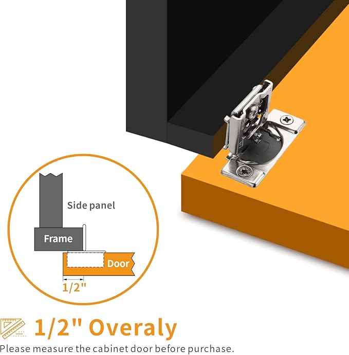Chibery 6 Pack 1/2" Overlay 3D Soft Close Concealed Hinge for Face Frame Door, Satin Nickel, Hidden 105 Open Angle Stainless Steel Hinge for Kitchen Cabinet Door