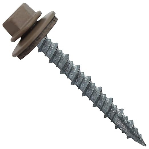 10 x 1-1/2" Buckskin Metal Roofing Screws - Hex Washer Head- Self-Starting/Tapping - EPDM Washer. 1 x 250 Count Bag - 250 Screws