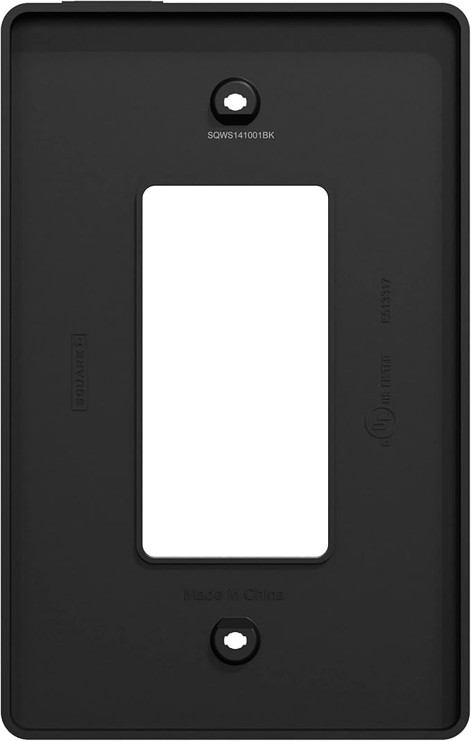Square D by Schneider Electric X Series Wall Plate for Outlet and Light Switch, Mid Size Plus 1 Gang, Matte Black