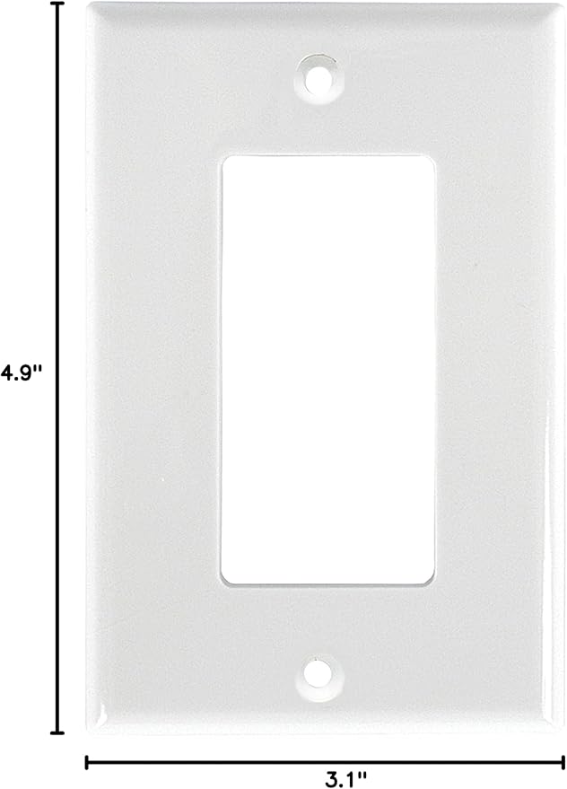 Power Gear Single Rocker Wall Plate Cover, 1 Gang, Light switch cover, 3.1” x 4.9” , Outlet Covers, Screws Included, White, 44745