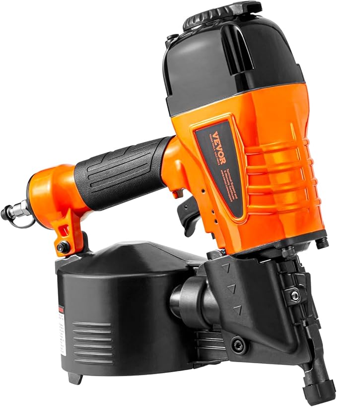 VEVOR Coil Siding Nailer CN65, 1-1/4" to 2-1/2" 15 Degree Pneumatic Siding Nail Gun with Tool-Less Depth Adjustment, 70-120PSI Air Coil Nailer for Siding, Pallet Sheathing, Wooding, Fencing, Decking