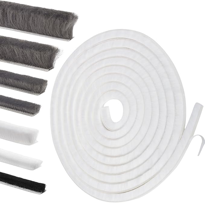 Self-Adhesive Weather Stripping Seal for Doors & Windows – Soundproof Insulation Gap Filler for Sliding, Exterior, Front, and Jamb Frames – 0.6" x 0.35" x 16.5 ft, White