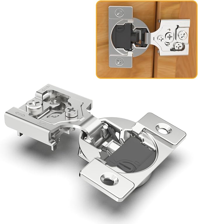 Chibery 60 Pack 3/8" Overlay 4D Soft Close Concealed Hinges for Face Frame Door, Adjustable Closing Speed, Self Close Satin Nickel, 105° Open Angle Concealed Stainless Steel Hinges for Cabinet