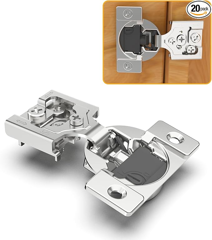 Chibery 20 Pack 3/8" Overlay 4D Soft Close Concealed Hinges for Face Frame Door, Adjustable Closing Speed, Smooth Slow Self Close Hinges, Satin Nickel, 105° Open Angle Stainless Steel Cabinet Hinges