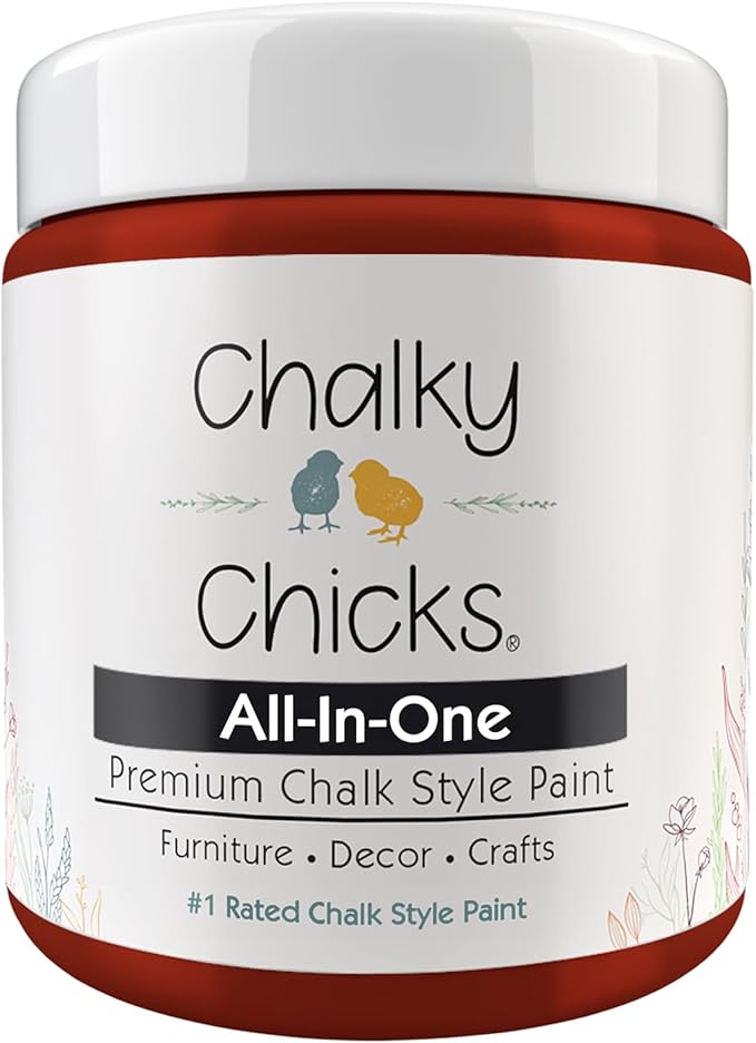 Chalky Chicks 4 Fl Oz Matte Poison Apple (Dark Red) Chalk Paint for Furniture Without Sanding - No Prep Furniture Paint No Sanding All in One for Crafts, Wood, Cabinet, Metal, Dresser, Farmhouse