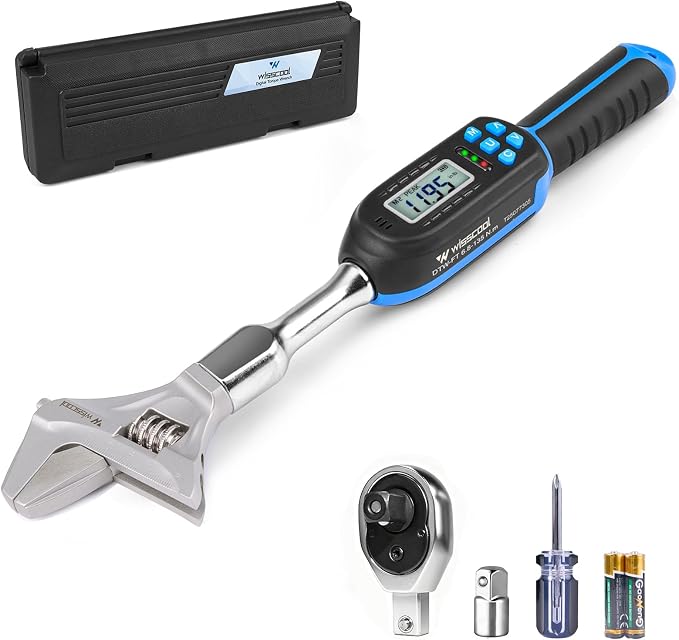 Digital Torque Wrench, 5-99.6 ft.lb/6.8-135 N.m | HVAC Torque Wrench with 42mm Jaw, 1/2 Drive Ratchet 3/8 Adapter ±2% Accuracy, Vibration Buzzer, LED Indicator for Split AC
