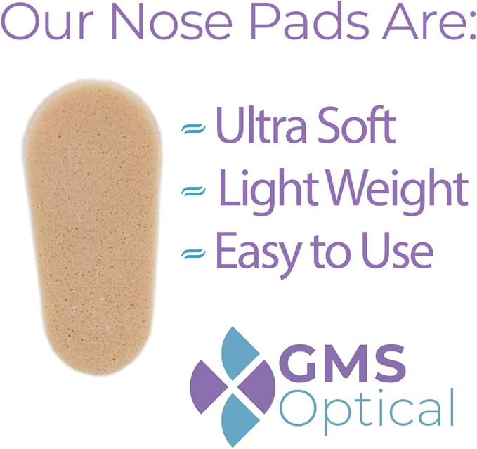 GMS Optical Symmetrical Self-Adhesive Soft Foam Nose Pads for Glasses, Sunglasses, and Eye-Wear, and More - Great for Plastic Frames – 15mm (15 Pair, Peach)