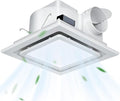 12" Ultra Quiet Bathroom Exhaust Fan with 6500K LED Light, 1.0 Sone 120 CFM, 10x10 Mount, 1500 LM Ceiling Ventilation Fan, Energy Efficient (6500K LED-W)