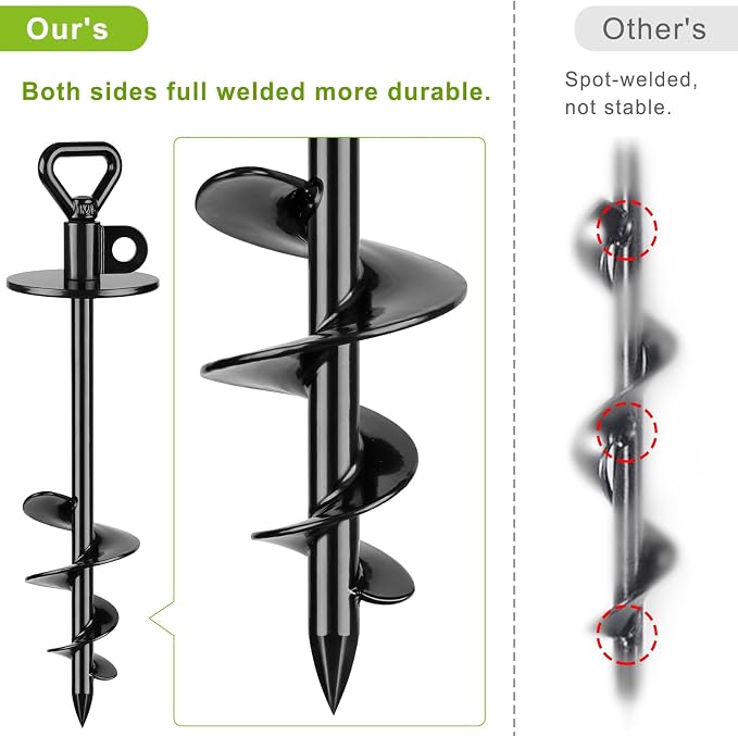 SELEWARE Dog Tie Out Stake 360° Swivel Dog Anchor Outdoor Dog Ground Anchor | 15" Long Anti-Rust Heavy Duty Dog Stake for Large Dogs up to 220 lbs, Easy Install with Twist Rod for Yard, Camping Outside