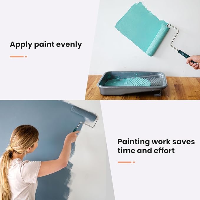 Mister Rui 9 Inch Paint Roller Covers, 5 Pack Most Popular for Home Renovation, 3/8 Inch High-Density Microfiber, Washable