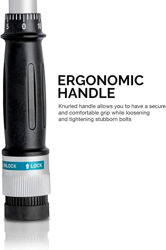 Neiko PRO 03707B 3/8" Torque Wrench, 3/8” Drive SAE, 15-80 Ft-Lb, 14” Length, Adjustable Click Torque Wrench, Chrome Vanadium Cr-V Steel
