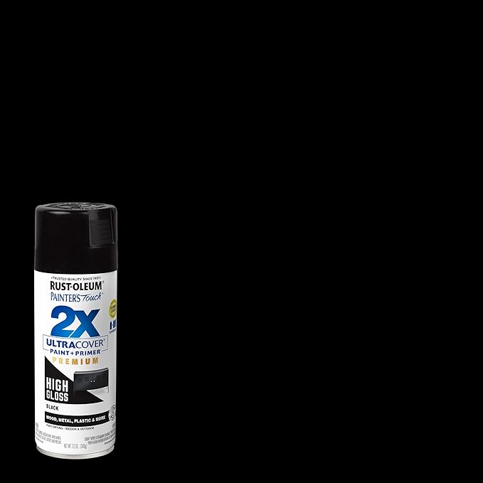 Rust-Oleum 331172 Painter's Touch 2X Ultra Cover Spray Paint, 12 oz, High Gloss Black (Pack of 4)