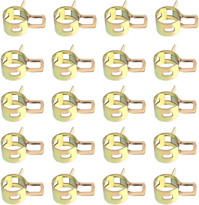 Fielect 0.65"/16.5mm ID Spring Band Type Action Hose Pipe Clamp Low Pressure Air Clip Clamp Fasteners Assortment Kit for Plumbing,Automotive and Mechanical,Yellow-zn Coated 30pcs