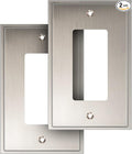 Henne Bery Soft Modern Decorative Wall Plate Switch Plate Outlet Cover (Single Decorator 2PK, Satin Nickel)