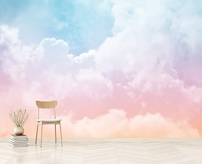 Cliouar-Wall Mural Wallpaper 3D Wallpaper Decorative Powder Cloud Bedroom Living Room Decor 182" x 122" (Not Peel and Stick)