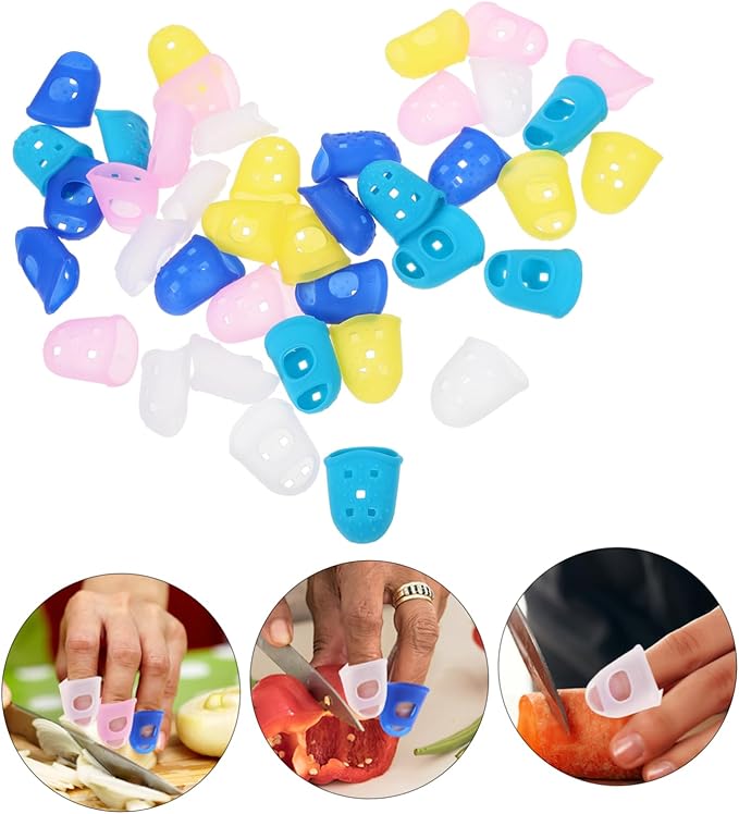 Uonlytech 80 Pcs Silicone Stained Glass Supplies Rubber Tips Guitar Fingertip Protectors Rubber Fingertips Wax Playing Guitar Child Protective Cap