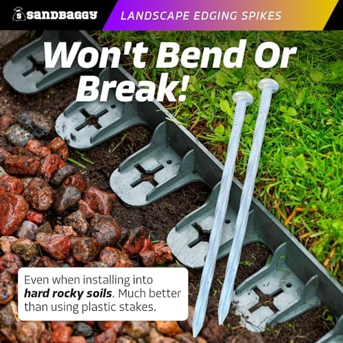 Sandbaggy 6 Inch Galvanized Landscape Edging Spikes, 400 Pack 7 Gauge Steel Spiral Landscape Nails, Heavy Duty Garden Edging Stakes for Paver Edging, Artificial Turf and Landscape Fabric