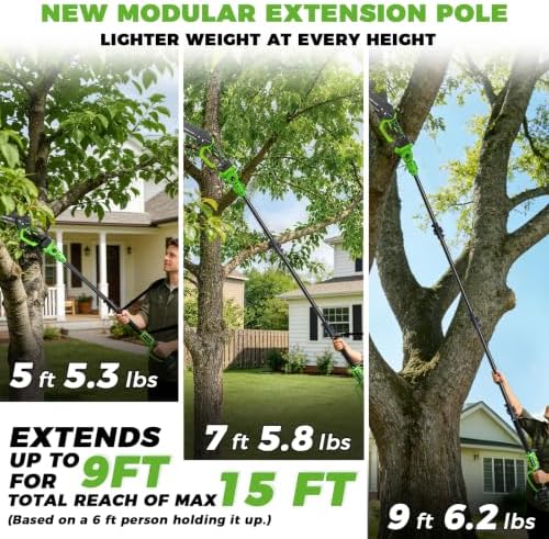4-in-1 Electric Pole Saw&Pruning Shear Combo, 6" Pole Saw for Tree Trimming