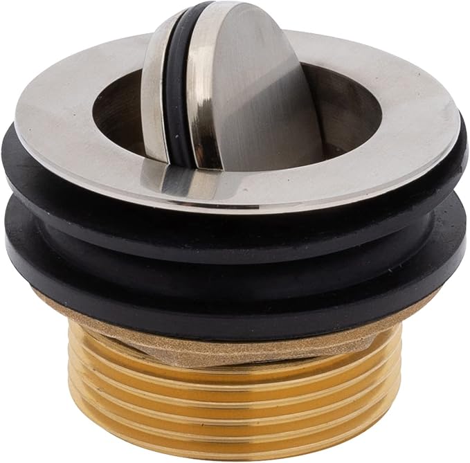Ambassador Marine - 1-1/2 inch Drain, Flip Drain - no Overflow, Straight, 1-1/4 inch-M Thread Adapter - Brushed Nickel - S01-0304-NP-W