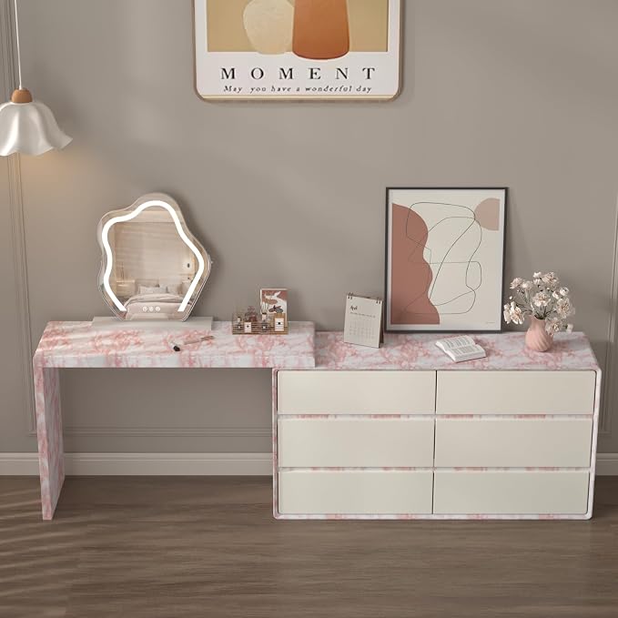 BAYYA Extra Wide Marble Contact Paper Granite Peel and Stick Wallpaper Pink Glossy 48x197 inch Countertop Contact Paper for Kitchen Bathroom Self-Adhesive Waterproof Decorative Film Marble Vinyl Wrap