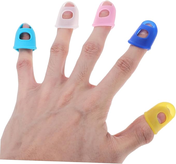 Uonlytech 80 Pcs Silicone Stained Glass Supplies Rubber Tips Guitar Fingertip Protectors Rubber Fingertips Wax Playing Guitar Child Protective Cap