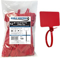 Kable Kontrol Cable Marker Identification Zip Ties 12 Inch 100 Pcs – Red | Large ID Flag Label Straps, Self-Locking Write on Tags for Ethernet, Power, and Cord Labeling