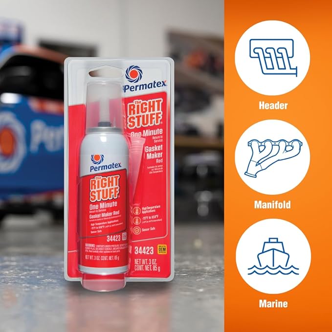 Permatex 34423 Right Stuff 1 Minute Red High Temperature Gasket Maker, 3 oz