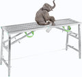 Scaffolding Equipment, Step Ladders, Portable Multipurpose Folding Scaffolding Work Platform Scaffold Tower Ladder Stool Bench Adjustable Height, Galvanized Steel Welding, 800 Lbs Maximum Load