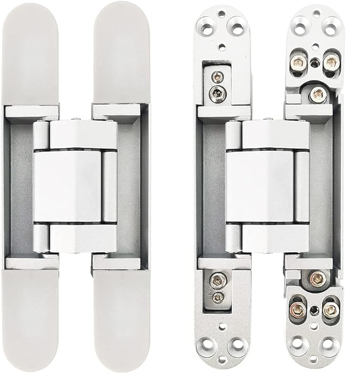Invisible Hinge Concealed Door Hinges Heavy Duty Hidden Hinge up to 176 Pound Doors 3-D Adjustable 7 inch Silver - 1 Pair