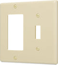 Bates- Combination Wall Plate, Toggle Switch/Decorator, Ivory, 4.5"x4.57"/Standard Size, 2 Gang Wall Plate