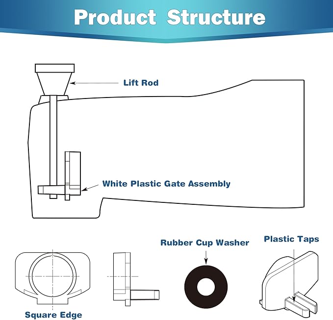 Enhon 2 Set Tub Spout Diverter Repair Kit, Includes 2 x Diverter Valve Stems, 2 x Cup Seals and 2 x Gates, Bathroom Shower Bathtub Leaky Faucet Repair Replacement Parts(Chrome,Modern)