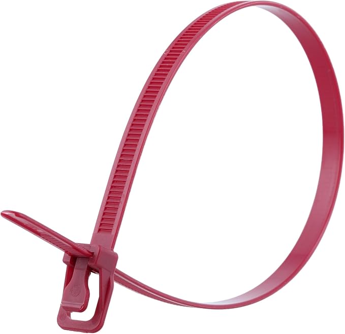 RETYZ WorkTie 14 Inch Plenum Cranberry Releasable Tie - 10 Pack